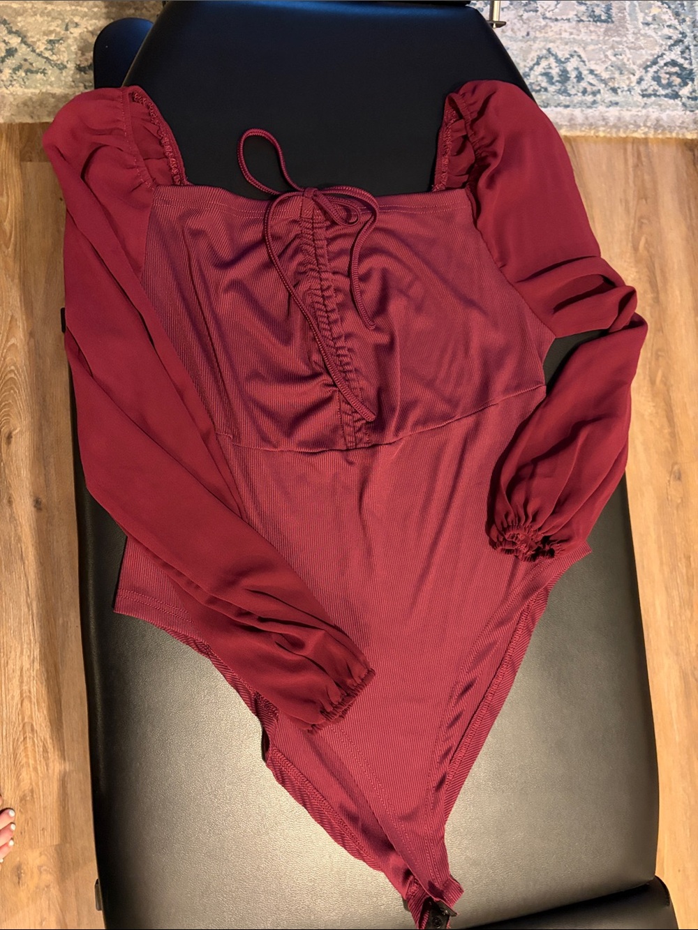 Women's Burgundy Long-Sleeve Bodysuit